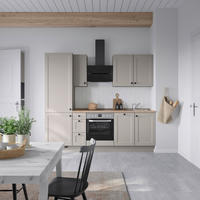 KÜCHENBLOCK Cascada 240 cm  in Grau, Eiche dunkel  - Eiche dunkel/Schwarz, MODERN, Holzwerkstoff/Metall (240cm) - Nobilia