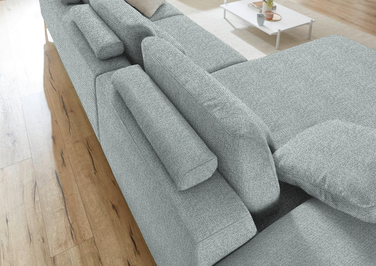 ECKSOFA in Flachgewebe Hellgrau  193/334 cm  - Wildeiche/Hellgrau, Design, Holz/Textil (193/334cm) - Niels Andersson