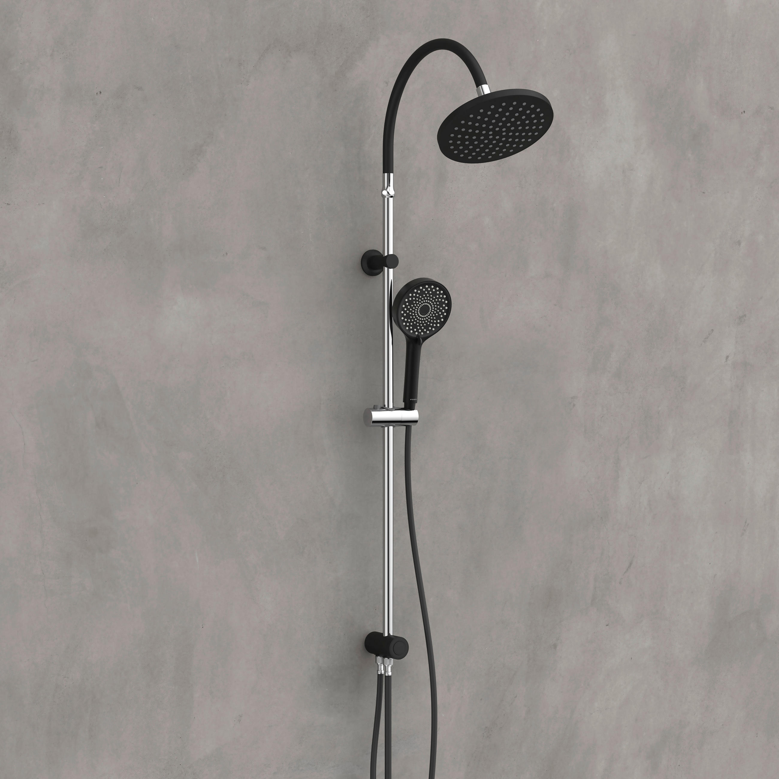 ÜBERKOPFBRAUSESET  - Chromfarben/Schwarz, Basics, Kunststoff/Metall (22,5/100/5cm) - Schütte