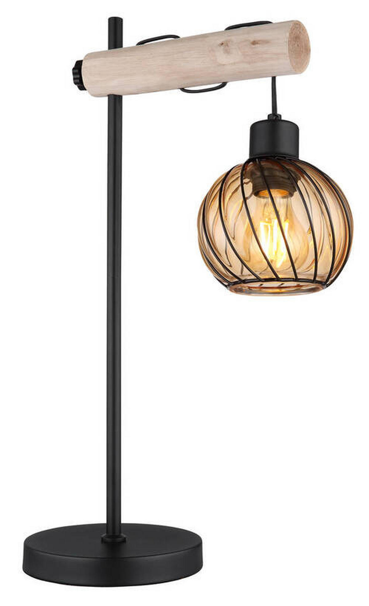 TISCHLEUCHTE - Schwarz/Naturfarben, Natur, Glas/Holz (33/18/55cm) - Globo