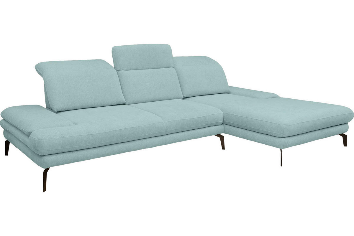 WOHNLANDSCHAFT inkl.Funktionen Mintgrün Webstoff  - Schwarz/Mintgrün, Design, Textil/Metall (289/180cm) - Stylife
