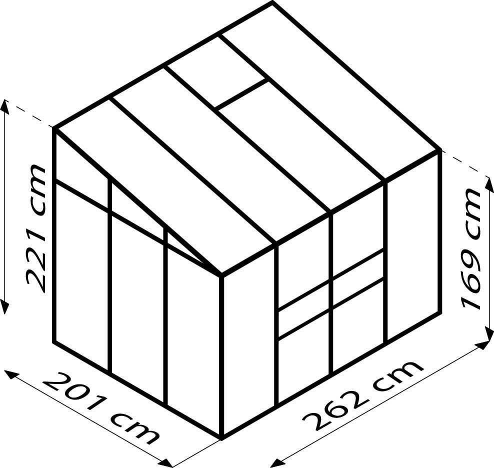 ANLEHN-GEWÄCHSHAUSBAUSATZ - Alufarben, Basics, Metall (262,1/220,8/201,4cm)