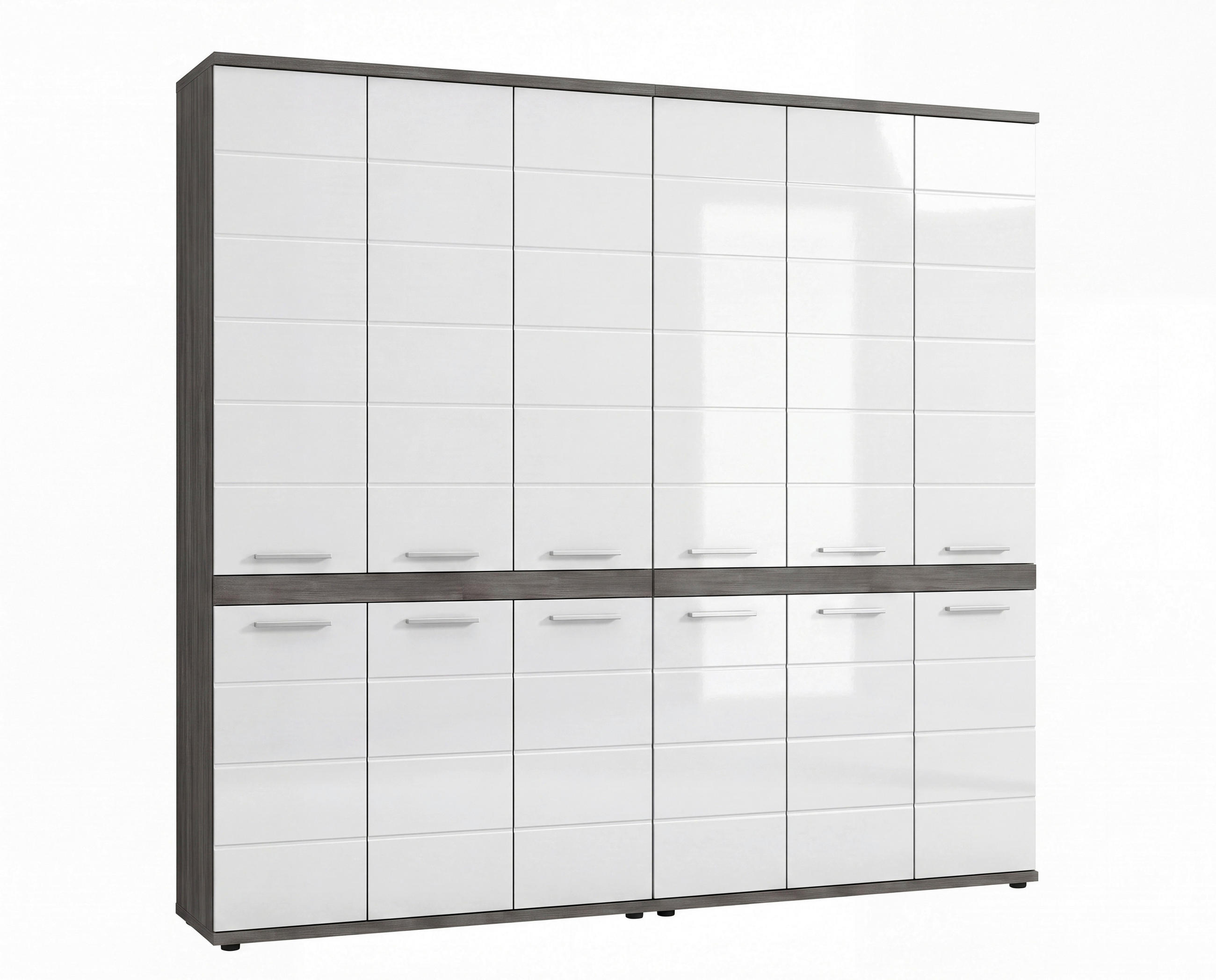 BADRUM 180 cm silvereksfärgad, vit högglans /180 cm