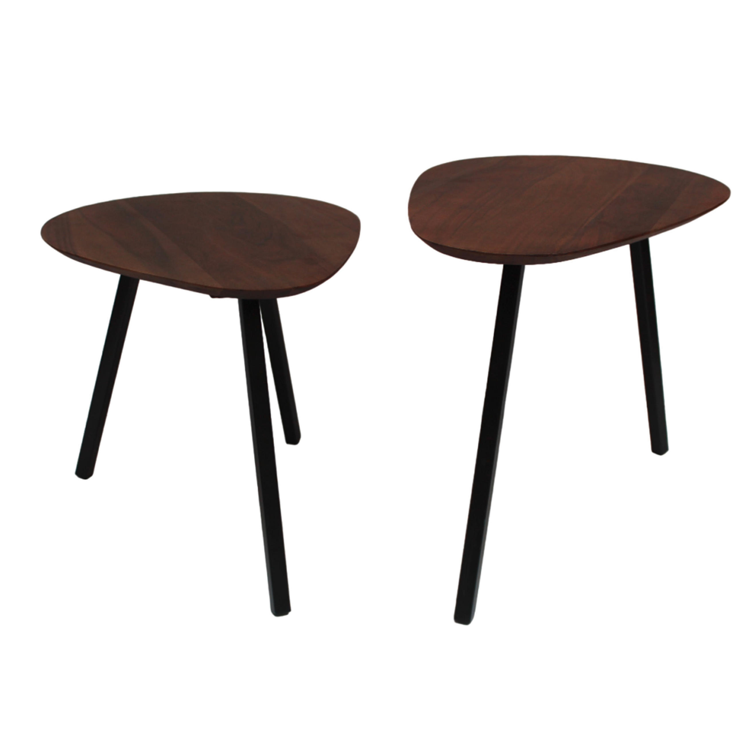 COUCHTISCH Akazie massiv organisch Braun, Walnussfarben  - Walnussfarben/Schwarz, MODERN, Holz/Metall (60/44/40cm) - MID.YOU