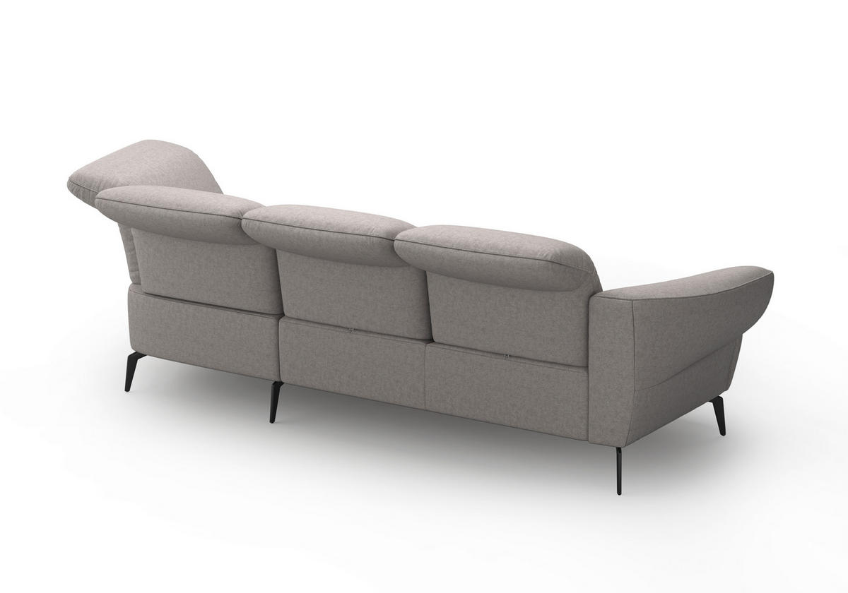 ECKSOFA DANCE E Hellgrau Flachgewebe  - Hellgrau/Schwarz, MODERN, Textil/Metall (313/208cm) - Sit & More