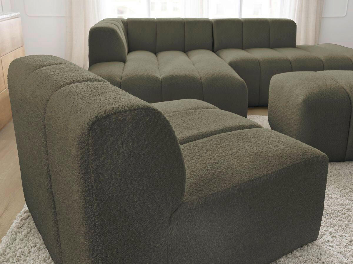 ECKSOFA Ottomane links  ANNECY Grün Bouclé  - Schwarz/Grün, MODERN, Kunststoff/Textil (170/262cm)
