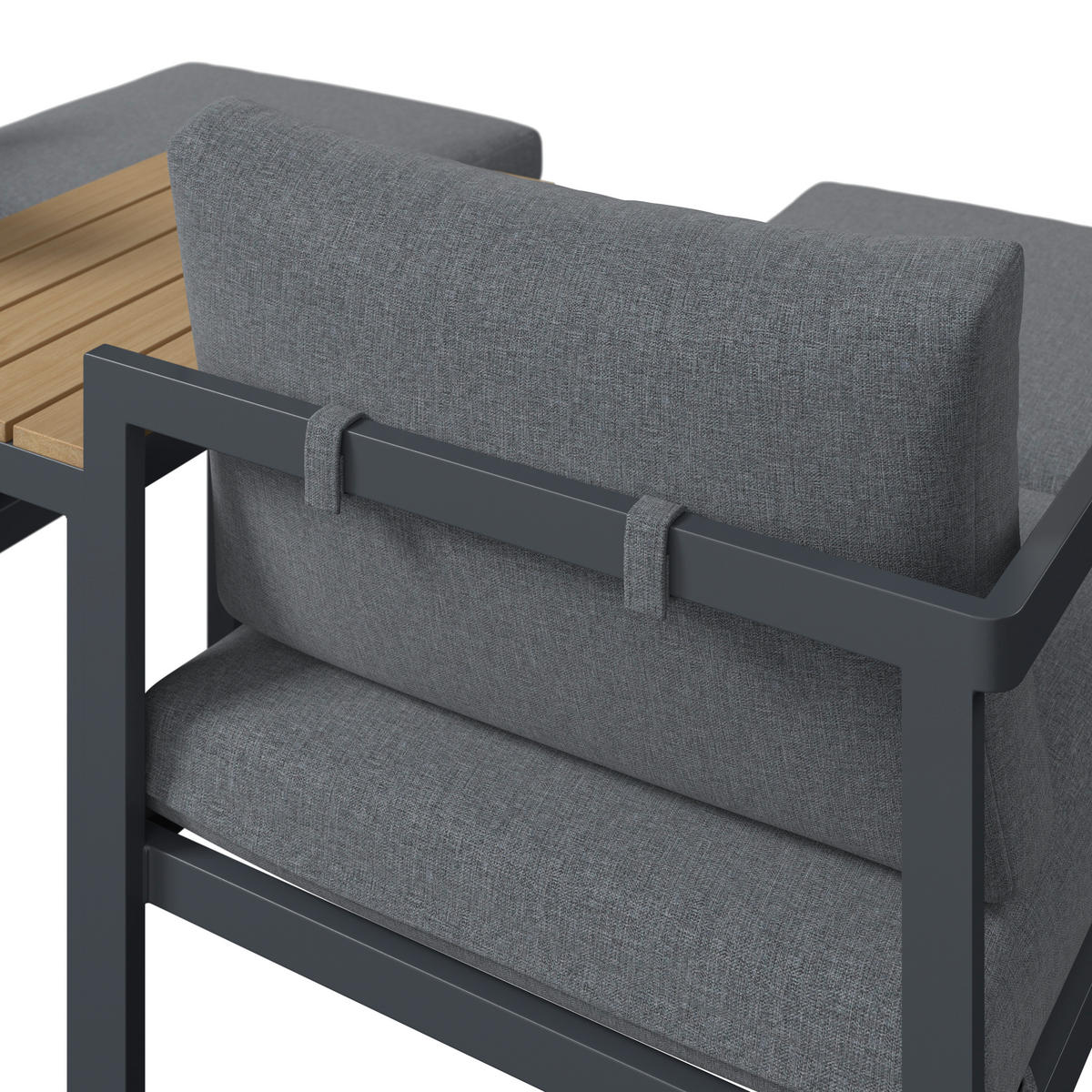 LOUNGEGARNITUR 5-teilig   66/64/65.5 cm Stahl  - Dunkelgrau/Naturfarben, MODERN, Kunststoff/Textil (66/64/65.5cm) - Ambia Garden