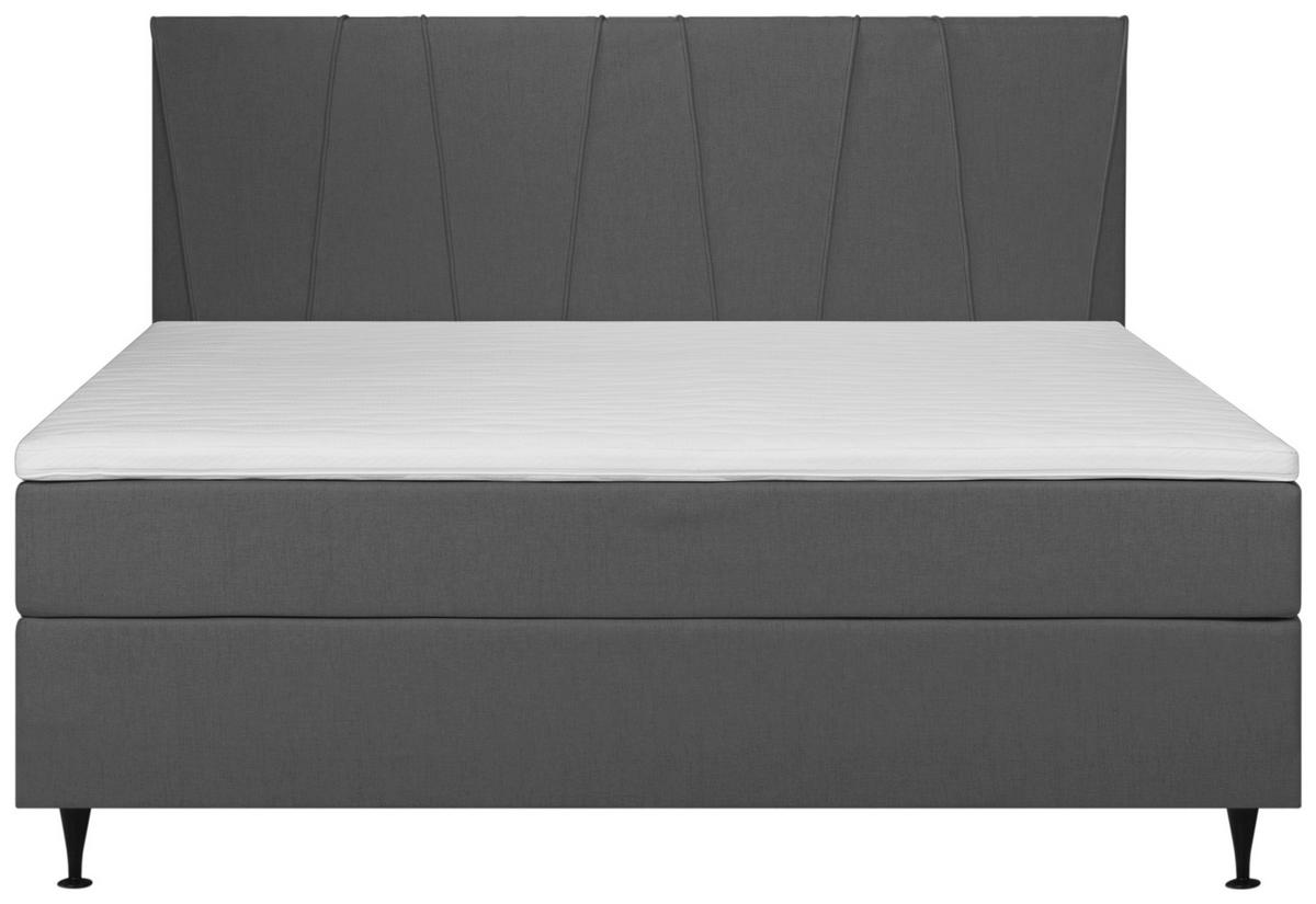BOXSPRING-ÁGY 160/200 cm  grafitszürke  - grafitszürke/fekete, Modern, textil (160/200cm) - MID.YOU