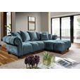 ECKSOFA  in Plüsch Petrol  288/190 cm  - Dunkelbraun/Petrol, KONVENTIONELL, Holz/Textil (288/190cm) - Carryhome