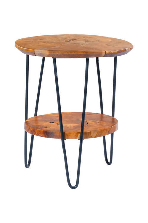 ODKLÁDACÍ STOLEK, teakové dřevo, čiré - čiré, Natur, kov/dřevo (40/50/50/55cm)
