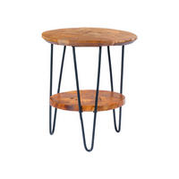 BEISTELLTISCH 40/50/50/55 cm Teakholz Klar rund  - Klar, Natur, Holz/Metall (40/50/50/55cm) - Kayoom