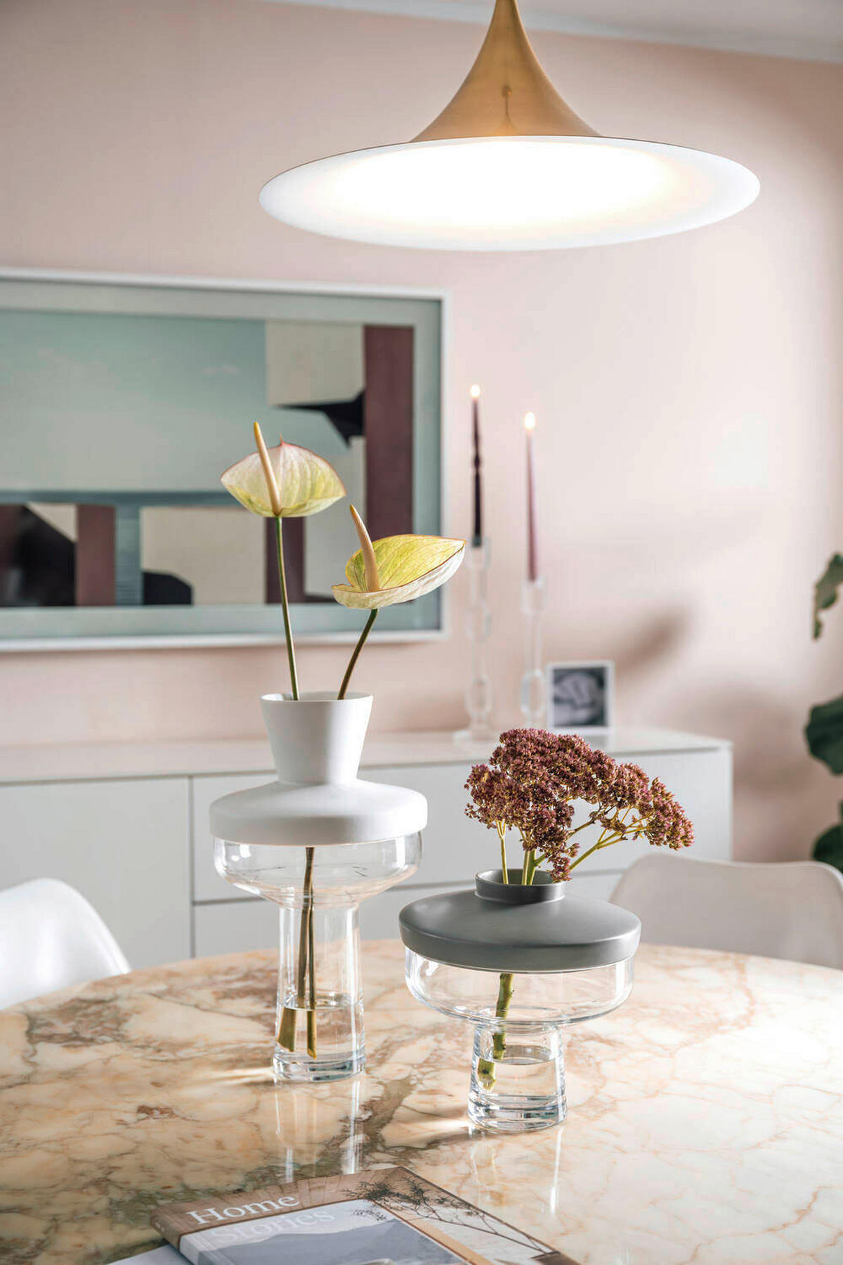 DEKOVASE  - Transparent/Weiß, Basics, Glas/Keramik (21/36/21cm) - Leonardo