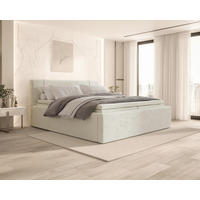 BOXBETT 200/200 cm,  in Beige, Bettkasten, Topper, H2 = mittel  - Beige, MODERN, Textil (200/200cm) - MID.YOU