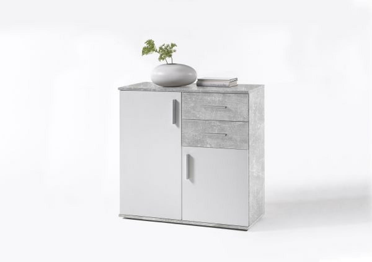 KOMODA   siva, bela  - siva/bela, Dizajnerski, pločasti materijal/plastika (80/82/35cm) - Xora