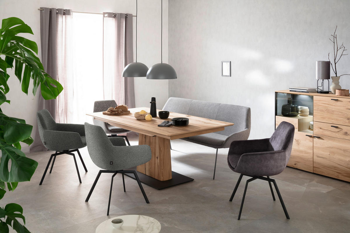 ARMLEHNSTUHL  Lederauswahl, Stoffauswahl, Gestellauswahl Struktur  - Anthrazit/Schwarz, Design, Textil/Metall (58/87/64cm) - Schöner Wohnen