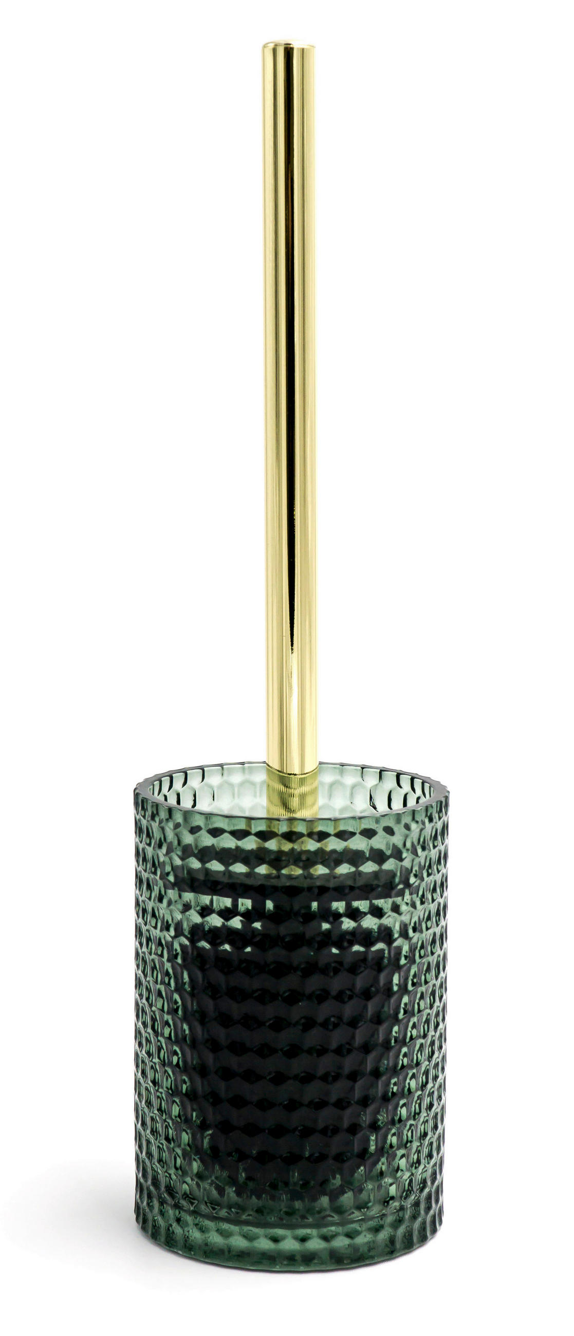 WC-BÜRSTE Metall, Glas  Kunststoff   - Dunkelgrün/Goldfarben, Basics, Glas/Kunststoff (9,5/35/9,5cm) - Sadena