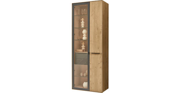 VITRINE Anthrazit, Kastanienfarben  77/205,5/39,5 cm  - Kastanienfarben/Anthrazit, Natur, Glas/Holz (77/205,5/39,5cm) - Valnatura