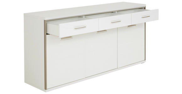 SIDEBOARD  in 184/89/45 cm  - Edelstahlfarben/Weiß, Design, Holzwerkstoff/Metall (184/89/45cm) - Xora