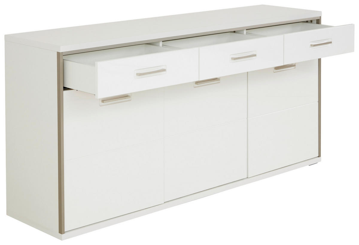 SIDEBOARD  in 184/89/45 cm  - Edelstahlfarben/Weiß, Design, Holzwerkstoff/Metall (184/89/45cm) - Xora