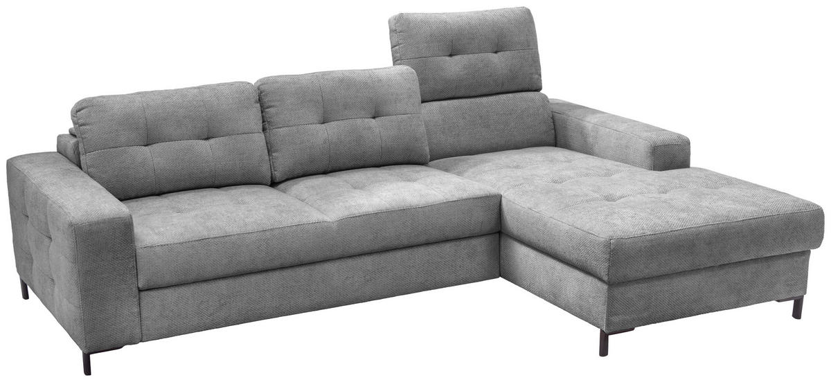 ECKSOFA in Struktur Grau  - Schwarz/Grau, Design, Textil/Metall (255/176cm) - Livetastic