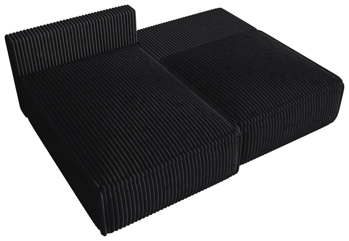 ECKSOFA Anthrazit Cord Zierkissen, Rückenkissen, Schlaffunktion, Rücken echt  - Anthrazit/Schwarz, MODERN, Kunststoff/Textil (153/200cm) - Xora