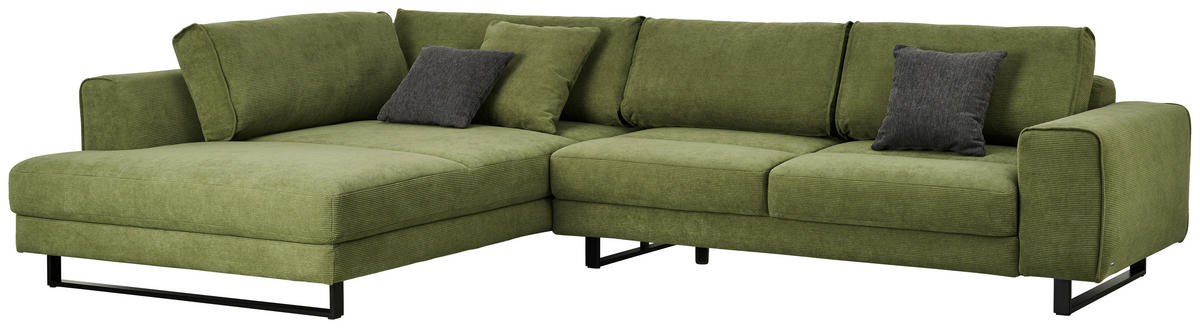 ECKSOFA Cord Olivgrün  - Schwarz/Olivgrün, Design, Textil/Metall (211/314cm) - Sedda