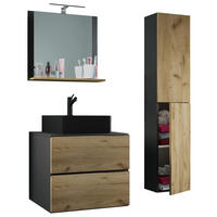 BADEZIMMER 4-teilig  in 94 cm  - Honigeiche/Anthrazit, MODERN, Glas/Keramik (94cm) - MID.YOU