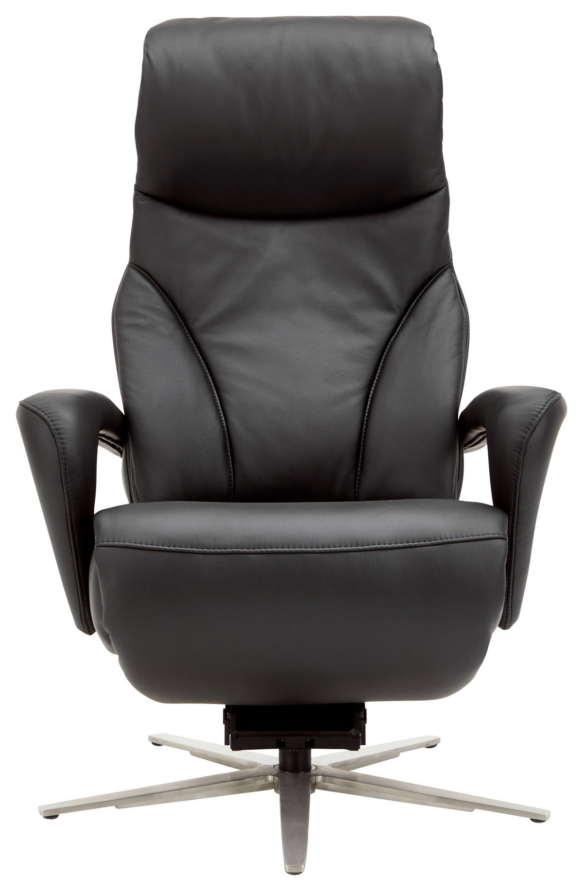 RELAXSESSEL in Leder Schwarz  - Edelstahlfarben/Schwarz, Design, Leder/Metall (75/112/88cm) - Dieter Knoll