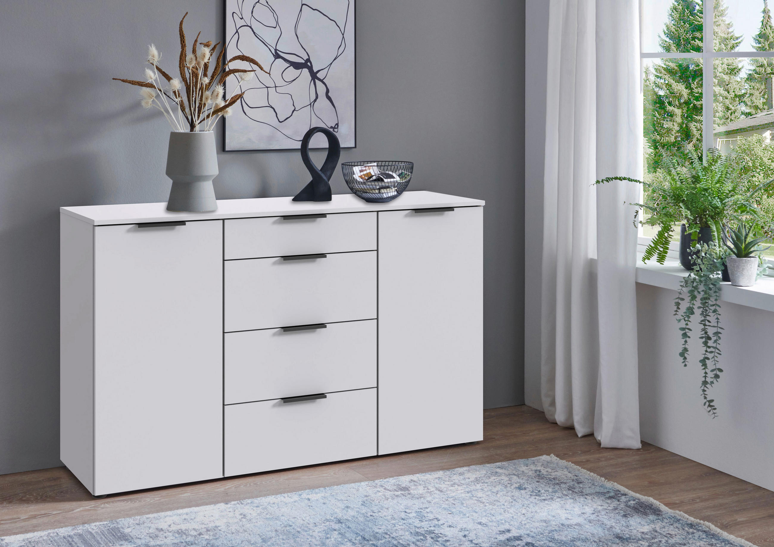 KOMMODE  in 135/92/41 cm  - Graphitfarben/Schwarz, Design, Holzwerkstoff/Kunststoff (135/92/41cm) - Boxxx