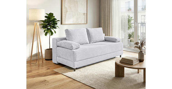SCHLAFSOFA  mit Liegefunktion, Schlafen auf Sitzhöhe, Rücken echt Cord Hellgrau  - Hellgrau/Schwarz, KONVENTIONELL, Holz/Textil (196/96/103cm) - Carryhome