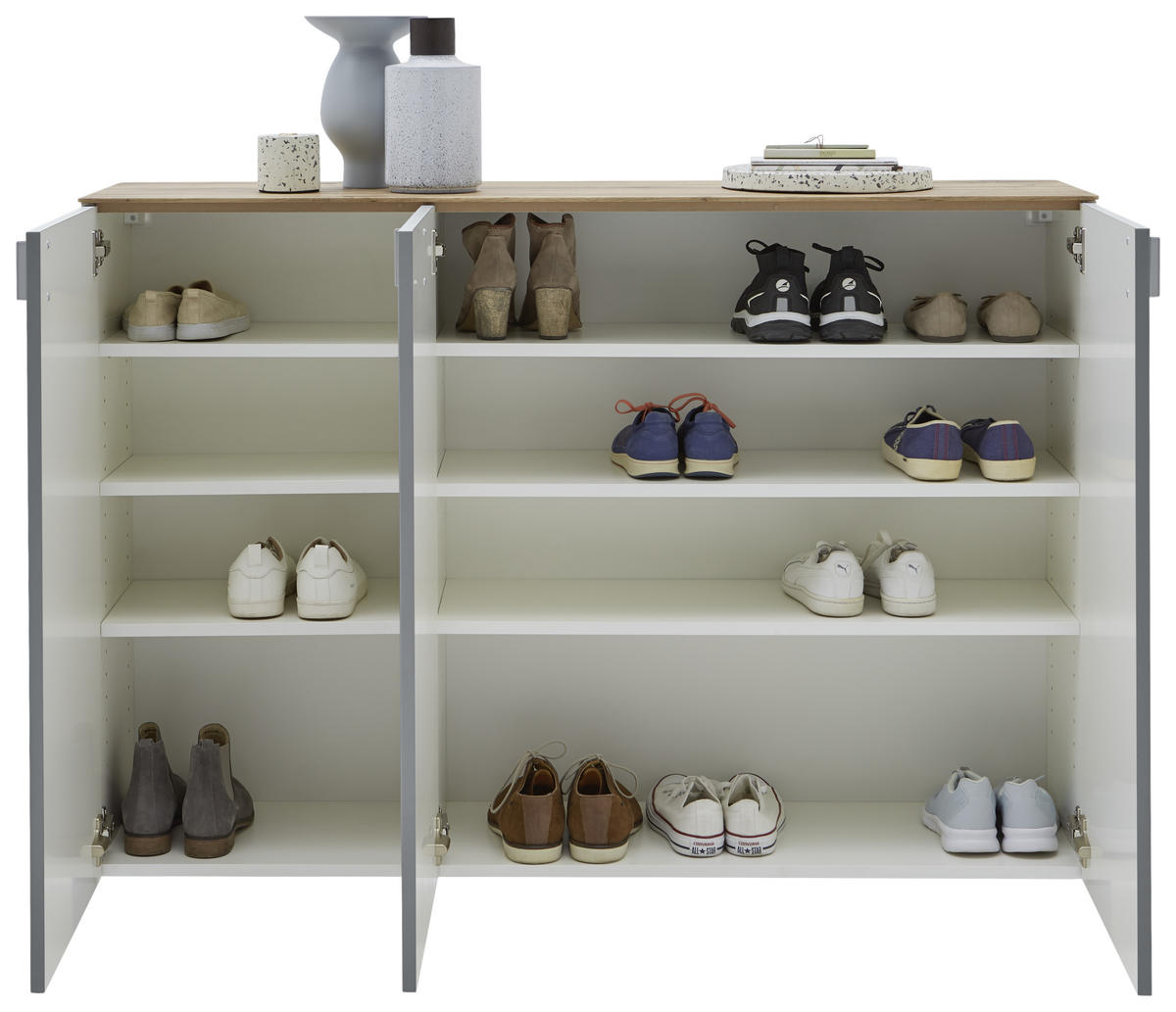 HÄNGESCHUHSCHRANK Eiche furniert Grau, Eichefarben  - Eichefarben/Grau, Design, Holz/Holzwerkstoff (139/94/36cm) - Dieter Knoll