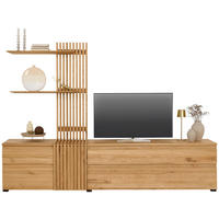 WOHNWAND  in Eichefarben  248,8/175,3/44 cm  - Eichefarben/Schwarz, Natur, Holz (248,8/175,3/44cm) - Linea Natura