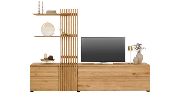 WOHNWAND  in Eichefarben  248,8/175,3/44 cm  - Eichefarben/Schwarz, Natur, Holz (248,8/175,3/44cm) - Linea Natura