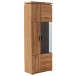 VITRINE  in furniert, massiv Balkeneiche Grau, Eichefarben - Eichefarben/Anthrazit, Natur, Glas/Holz (75/204/37cm) - Linea Natura