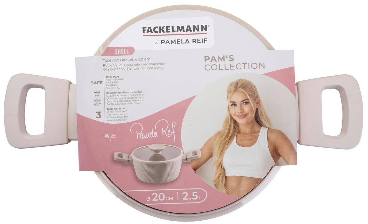 KOCHTOPF Pamela Reif Serie SHELL  - Beigebraun, Basics, Glas/Metall (2,5l) - Fackelmann