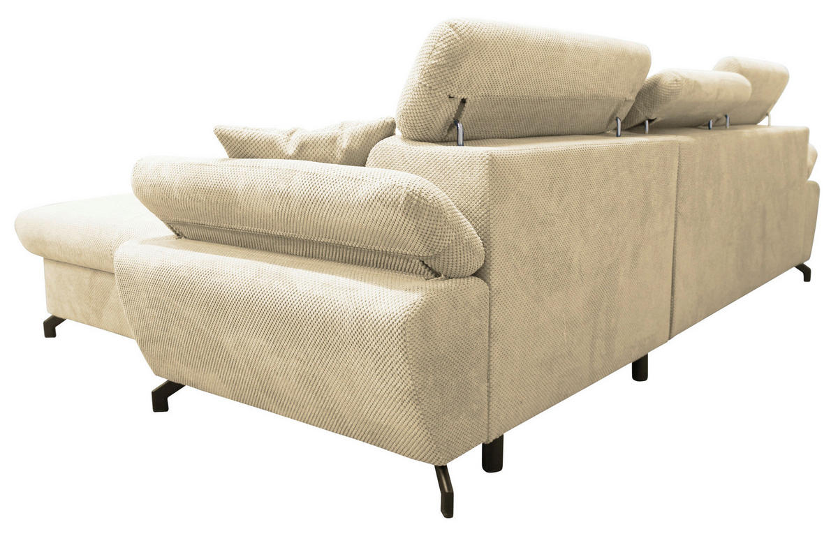 ECKSOFA OMEGA in Chenille Beige  280/186 cm  - Beige/Schwarz, Design, Textil/Metall (280/186cm) - MID.YOU
