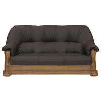 3-SITZER-SOFA Echtleder Braun  - Eichefarben/Braun, Konventionell, Leder/Holz (195/95/94cm) - Max Winzer