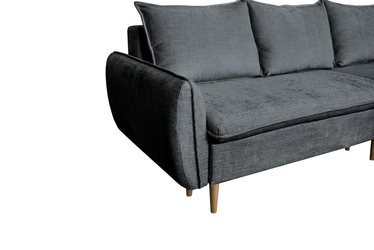 ECKSOFA Graphitfarben Chenille  - Buchefarben/Graphitfarben, KONVENTIONELL, Holz/Textil (244/163cm) - Carryhome