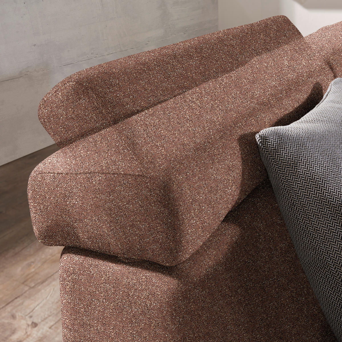 ECKSOFA  in Mikrovelours Terracotta  288/205 cm  - Terracotta/Alufarben, Design, Textil (288/205cm) - Sedda