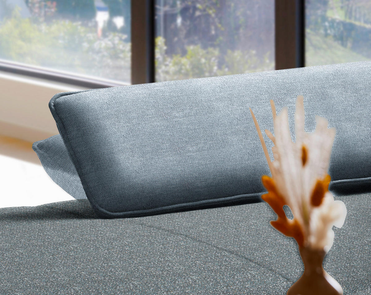 ECKSOFA in Flachgewebe Blaugrau  - Blaugrau/Schwarz, Design, Textil/Metall (191/301cm) - Moderano