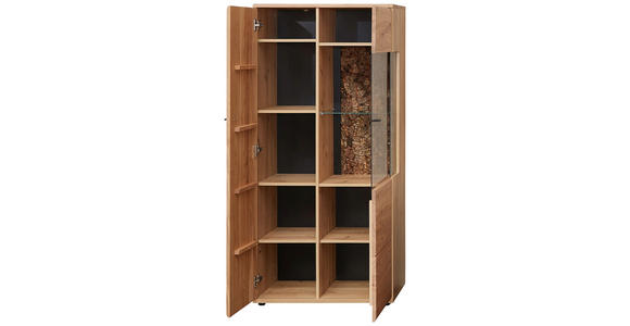 VITRINE  in massiv Esche, Kork Braun, Eschefarben, Eiche Artisan - Anthrazit/Eschefarben, Natur, Glas/Holz (75/163/40cm) - Linea Natura