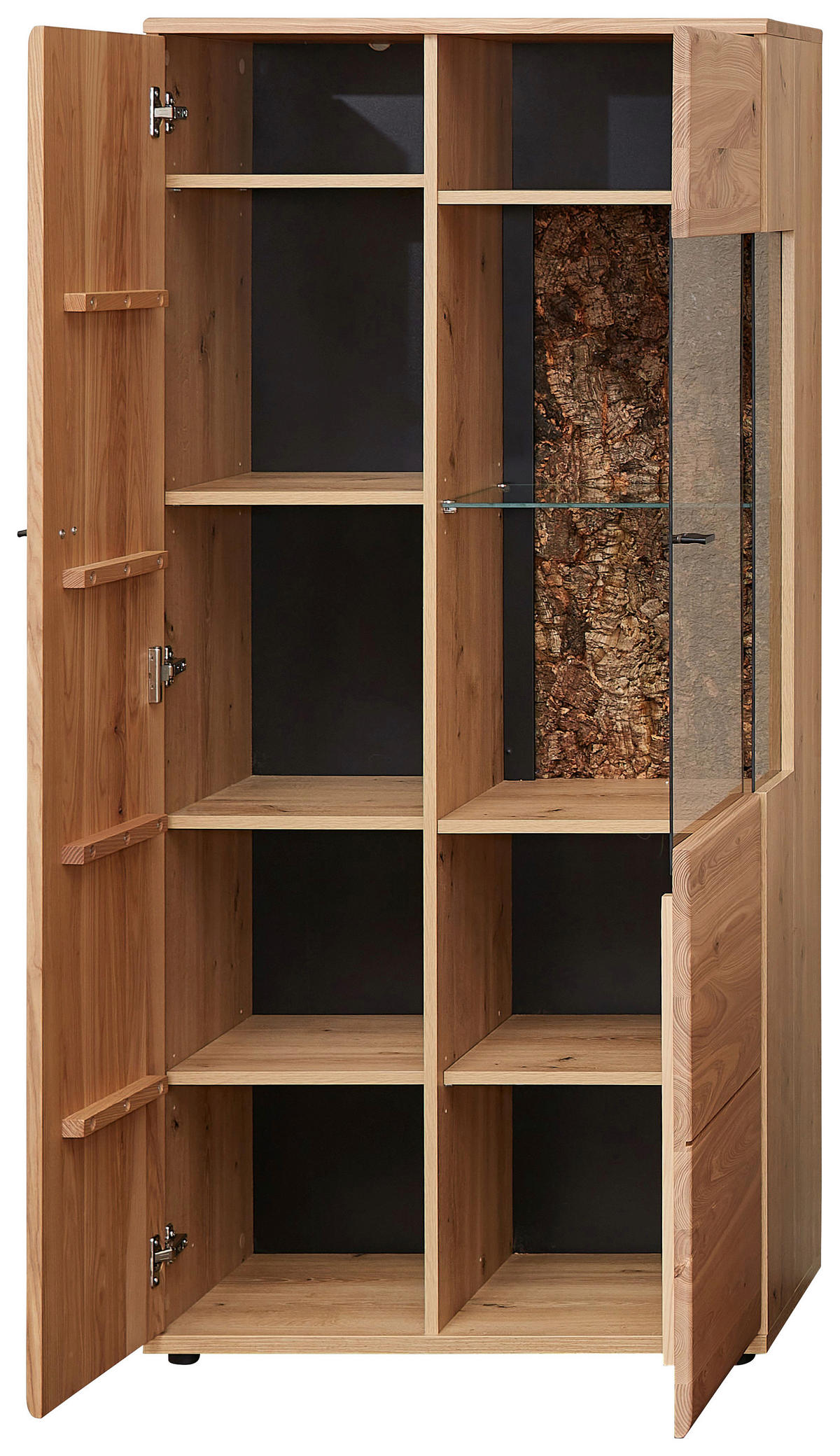 VITRINE Braun, Eschefarben, Eiche Artisan  75/163/40 cm  - Anthrazit/Eschefarben, Natur, Glas/Holz (75/163/40cm) - Linea Natura