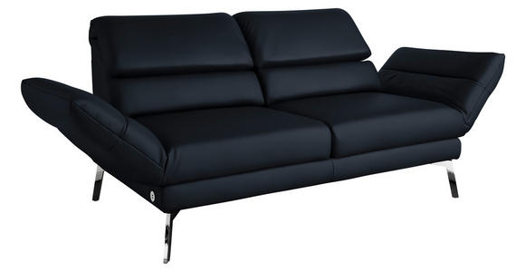 2-SITZER-SOFA Dunkelblau Echtleder  - Chromfarben/Dunkelblau, Design, Leder/Metall (172-226/83/96cm) - Dieter Knoll