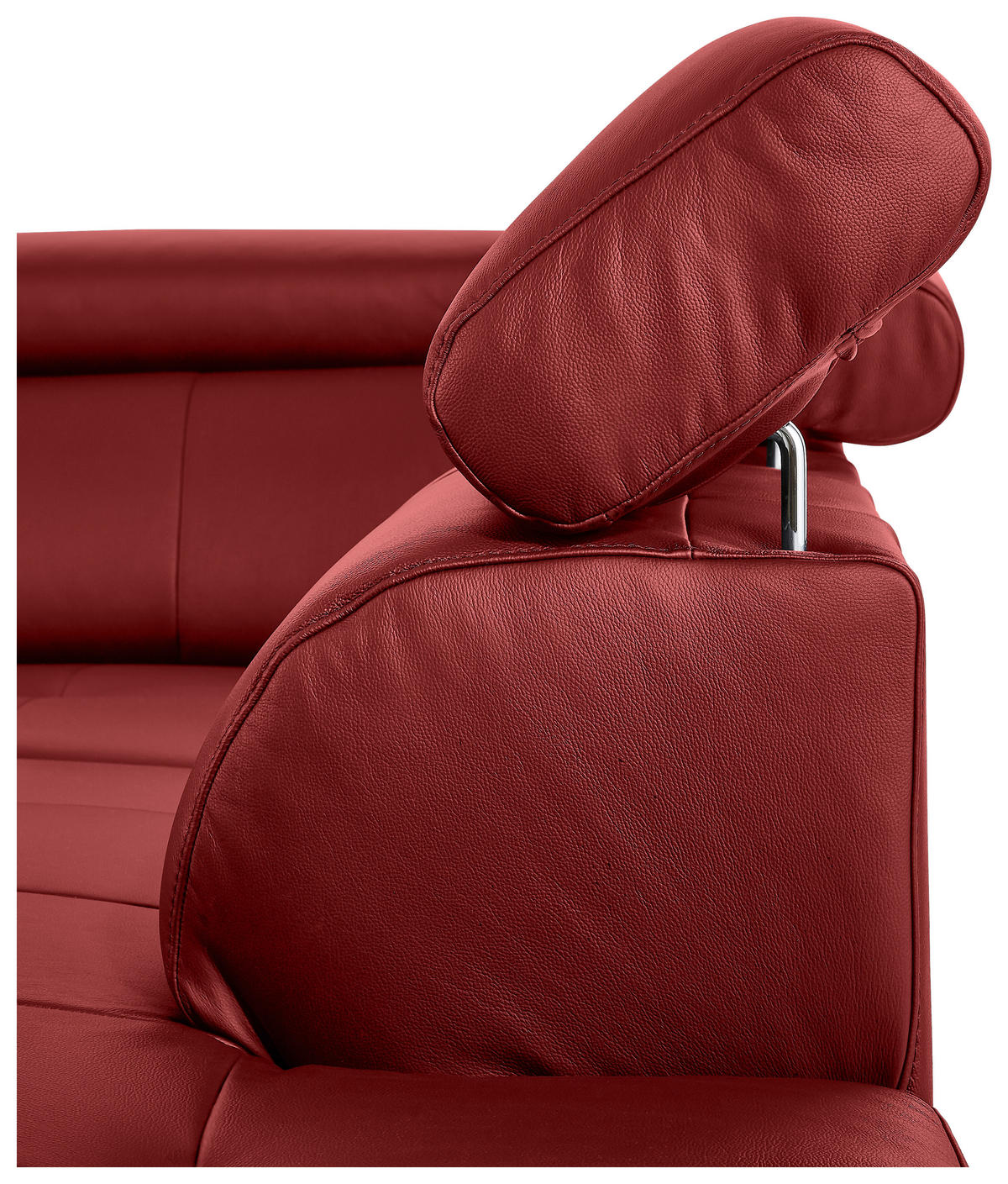 ECKSOFA Rot Echtleder  - Chromfarben/Rot, Design, Leder/Metall (262/213cm) - Hom`in