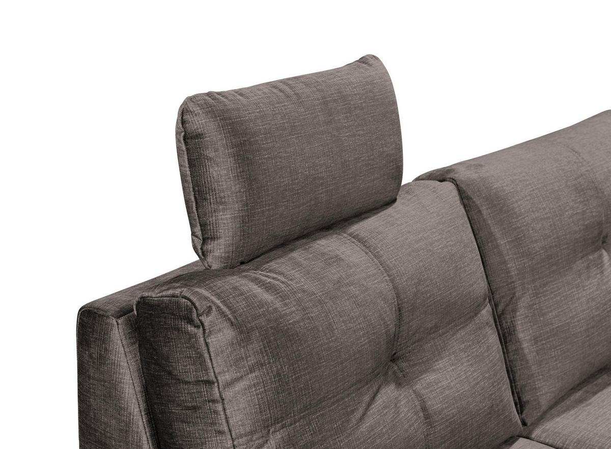 WOHNLANDSCHAFT Graubraun Mikrovelours  - Graubraun/Schwarz, KONVENTIONELL, Kunststoff/Textil (127/334/217cm) - Carryhome