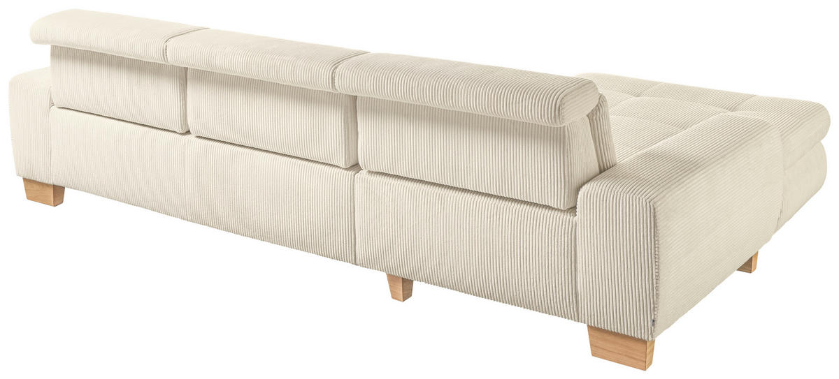 ECKSOFA Creme Cord  - Eiche Bianco/Creme, KONVENTIONELL, Holz/Textil (195/307cm) - SetOne by Musterring