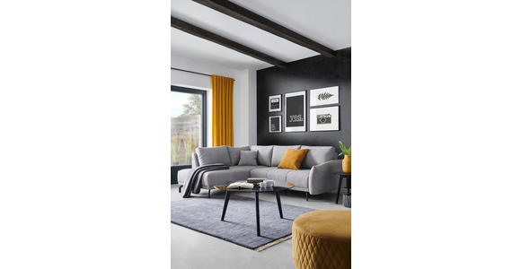 ECKSOFA in Webstoff Grau  - Schwarz/Grau, Design, Textil/Metall (191/250cm) - Carryhome