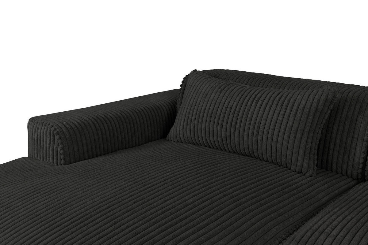 ECKSOFA BILLUND Schwarz Cord Nierenkissen  - Schwarz, KONVENTIONELL, Kunststoff/Textil (294/165cm) - Livetastic