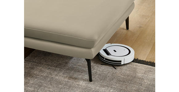 ECKSOFA in Echtleder Creme, Naturfarben 310/180 cm - Creme/Schwarz, Design, Leder/Metall (310/180cm) - Dieter Knoll