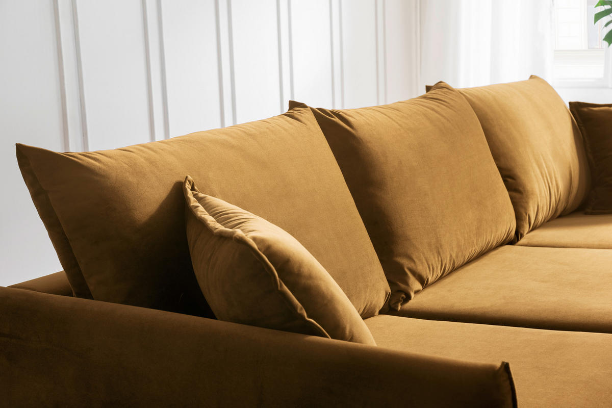 ECKSOFA Eckteil  ROSSANA-2S.REC Senfgelb  - Senfgelb, MODERN, Holz/Textil (258/160cm) - MID.YOU